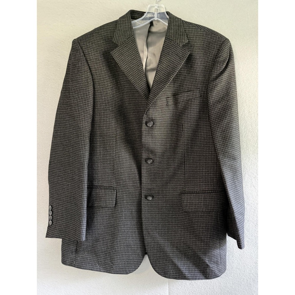 Oscar De La Renta Blazer Sport Coat Mens 42R Gray Wool Check Tweed Jacket
